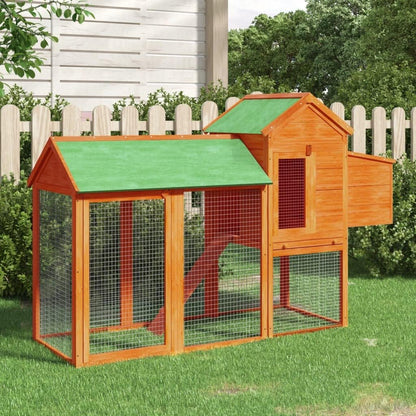 Kippenhok – Dierenverblijf – Kippenhuis – Konijnenhok – Buitenren – Massief Grenenhout – Waterdicht Dak – 193x65x117 cm