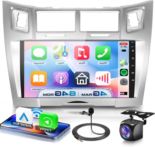 4G+64G Car Radio Android 15 for Toyota Yaris/Vizi 2005-2011, 9 Inch HD Touch Screen Car Radio with Wireless Carplay Android Car GPS Wi-Fi USB Bluetooth 5.0 FM RDS Radio Rear View Camera - QUORE