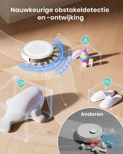 Lefant M310 Ultra Robotstofzuiger, 6000 Pa, lasernavigatie, nauwkeurige obstakelvermijding, bediening via app/Alexa, anti-klitten, ideaal voor dierenharen, haar en harde vloeren, M310 Ultra