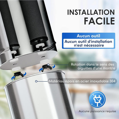 Zwaartekracht Waterfiltersysteem – Waterfilterkan – Waterfilter – Zwaartekrachtfilter – Drinkwaterfilter – 5,7 Liter, 304 Roestvrij Staal – 6-Traps Filtratie Zonder Stroom