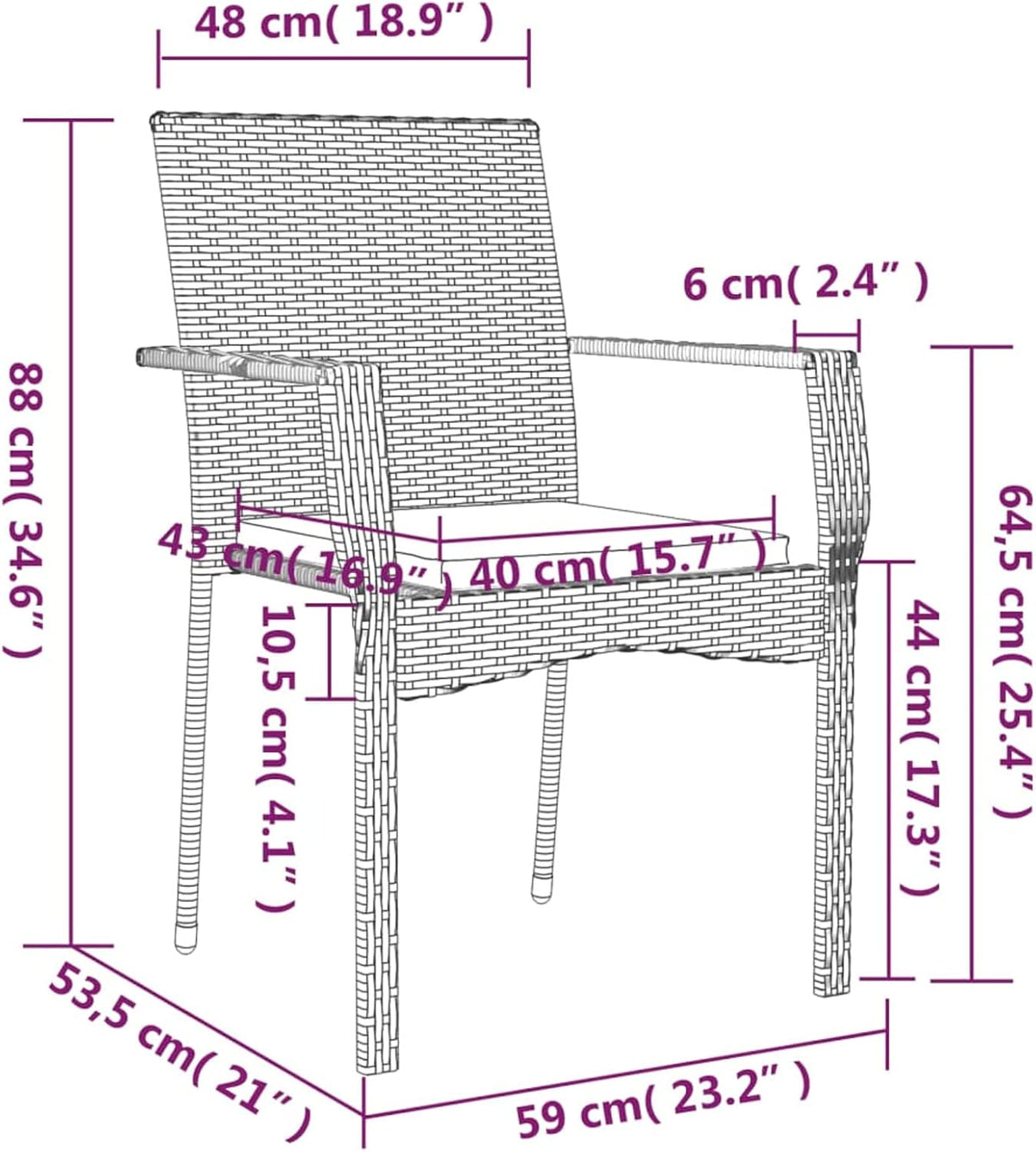 Tidyard Set of 3 Dining Room Garden Poly Rattan Black and Steel Glass Table Set 80 cm and 2 Chairs with Armrests for Outdoor, Table and Chairs for Garden, Patio, Outdoor - QUORE