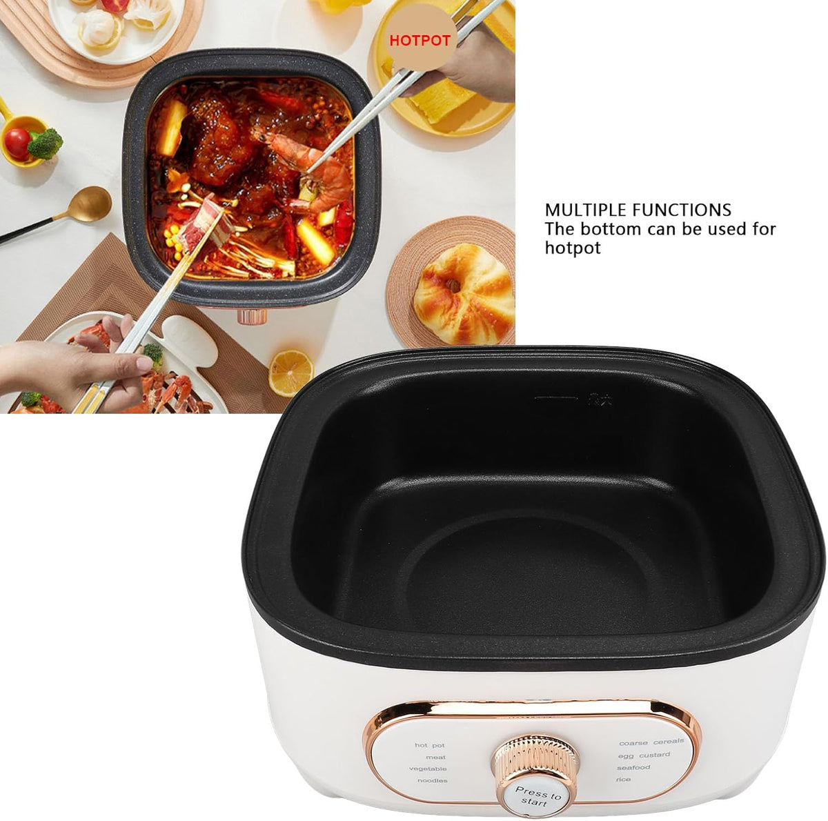 Elektrische Hete Pot – Stoompot – Stoompan – Stoomkoker – Elektrische Kookpot – 1200W – 10,5L Capaciteit met 2 Niveaus