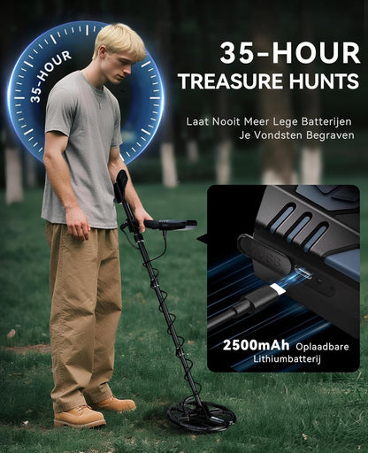 Metaaldetector Voor Volwassenen – Schatzoeker – Goudzoeker – Metaalzoeker – Detectieapparaat – Dubbele D-Spoel 28 Cm – IP68 Waterdicht