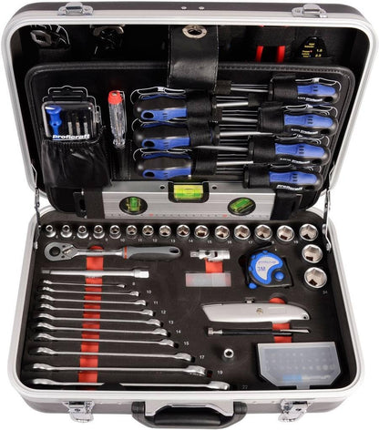 Projahn Proficraft gereedschapskoffer COMPACT 164-dlg. (moerset, ratelset met 6-kant 3/8 inch inzetstukken, incl. schroefbits, ratel 48 tanden, ABS kunststof koffer) 8682
