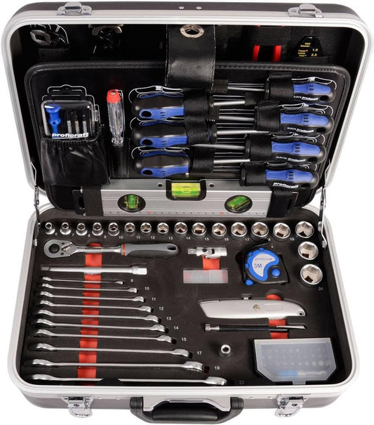 Projahn Proficraft gereedschapskoffer COMPACT 164-dlg. (moerset, ratelset met 6-kant 3/8 inch inzetstukken, incl. schroefbits, ratel 48 tanden, ABS kunststof koffer) 8682