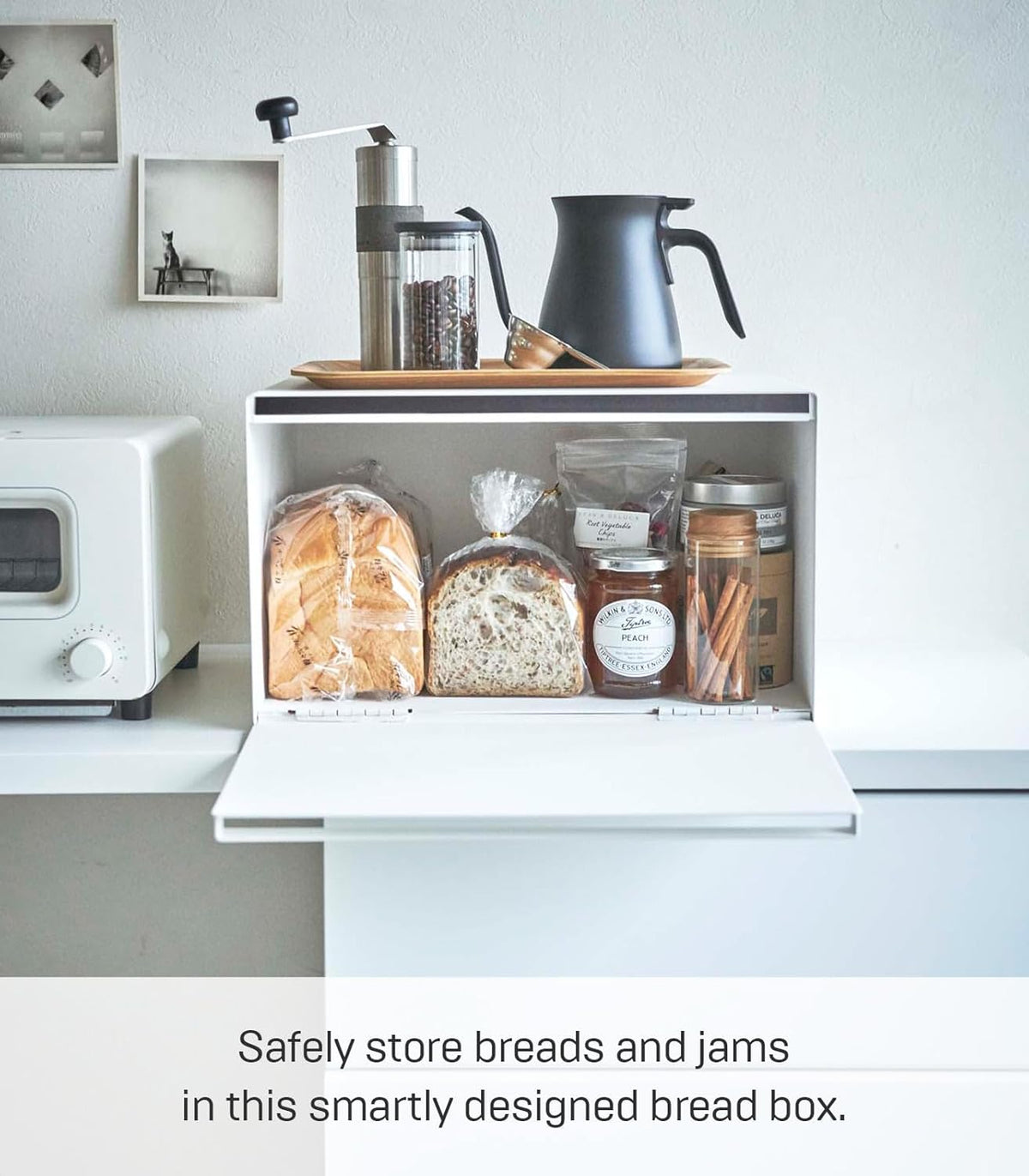 Yamazaki 4352 TOWER Bread Case, white, Steel, 40 x 34.5 x 24 cm