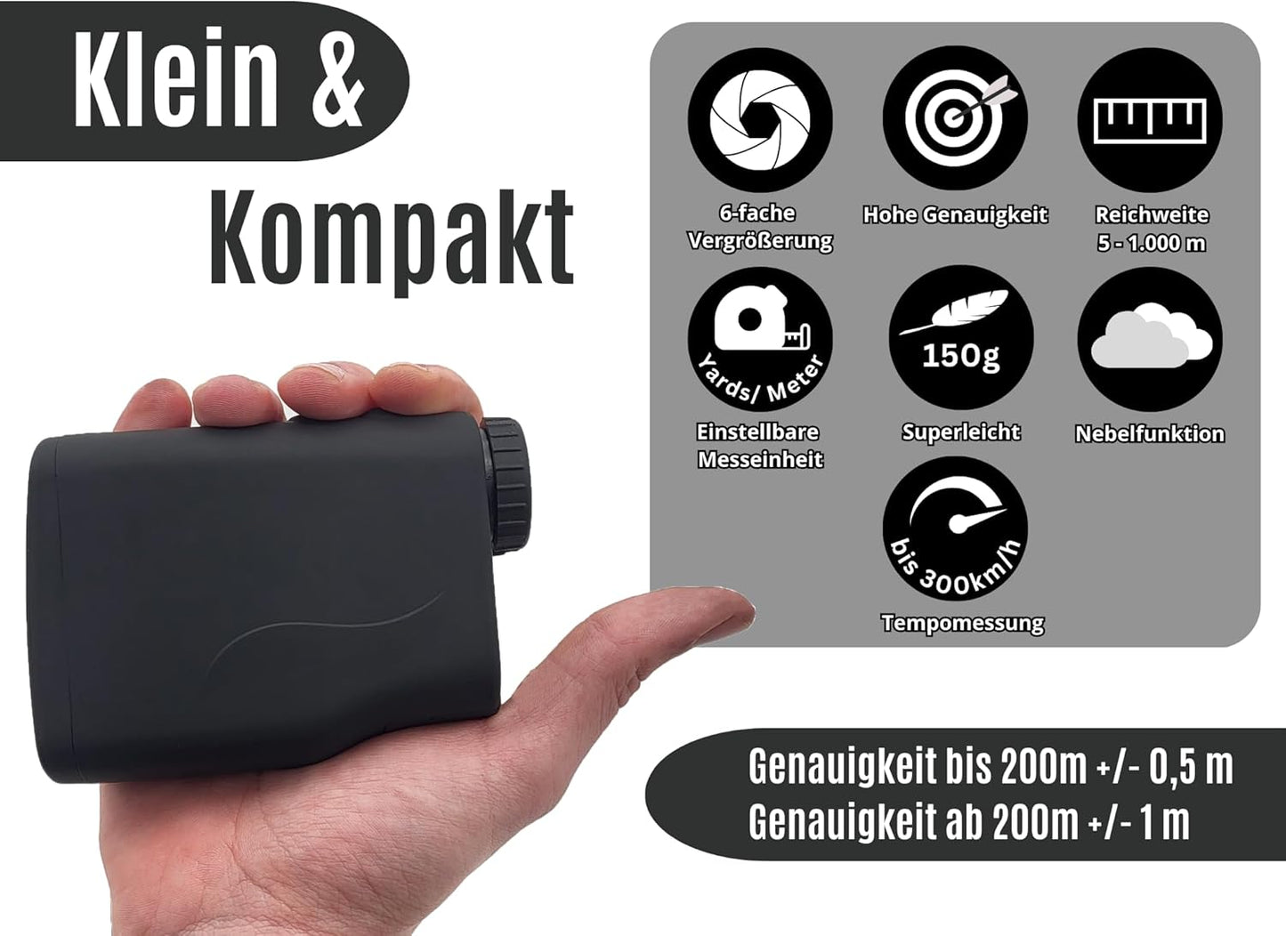 Laserafstandsmeter PRO X7 incl. inductief laadstation, jacht, golf, ranvinder tot 1000 m, snelheidsmeting