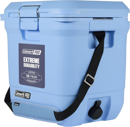 Coleman PRO Heavy-Duty geïsoleerde harde koeler met schouderriem | 24 L inhoud | Houdt ijs voor 3 dagen | Volledige schuimisolatie | Grote duurzame draagbare koelbox voor robuust buitengebruik en