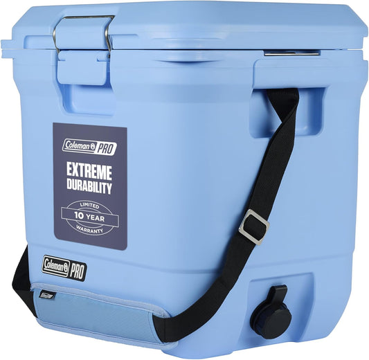 Coleman PRO Heavy-Duty geïsoleerde harde koeler met schouderriem | 24 L inhoud | Houdt ijs voor 3 dagen | Volledige schuimisolatie | Grote duurzame draagbare koelbox voor robuust buitengebruik en