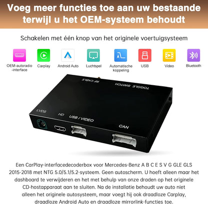 Draadloze Carplay Retrofit Kit – Carplay Adapter – Android Auto Interface – Multimedia Decoder – Siri Bediening – Draadloos Connecten – Compatibel Met Stuurwielbediening