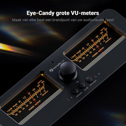 Fosi Audio LC30 Zwart Dubbele VU Meter Audio Visualizer, 2 Ingangen 2 Uitgangen Vintage Schakelaar voor High Power Stereoversterkers, Home Theatre Component, Met Afstandsbediening