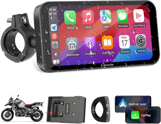 Carpuride W603B voor BMW R1200GS R1250GS S1000XR Motorfiets Carplay Scherm Waterdicht 6.3 Inch Touchscreen GPS Navigatie Carplay/Android Auto Draagbare voor Motorfiets