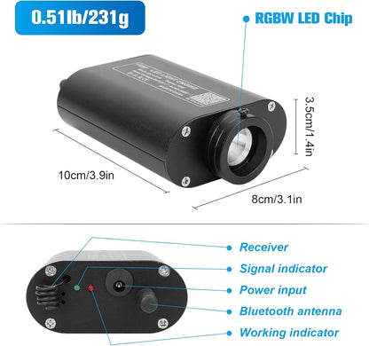 CHINLY Bluetooth 16W RGBW LED Fiber Optic Star plafondlampen kit app/afstandsbediening 550 stuks x 0,75 mm x 4 m glasvezel voor thuis / auto