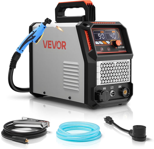 VEVOR Plasma Cutter, 50A Plasma Cutting Machine, 110V/220V Dual Voltage Digital Display IGBT Inverter - with 2T/4T Function and Adjustable PA/PT Time for Home Repairs, Workshops