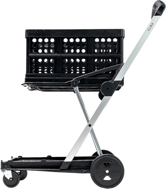 Inklapbare boodschappenkar – Boodschappenwagen – Duwgreepwagen – Trolley – Transportkar – Zwart – Inklapbare doos inbegrepen – Max. 60 kg
