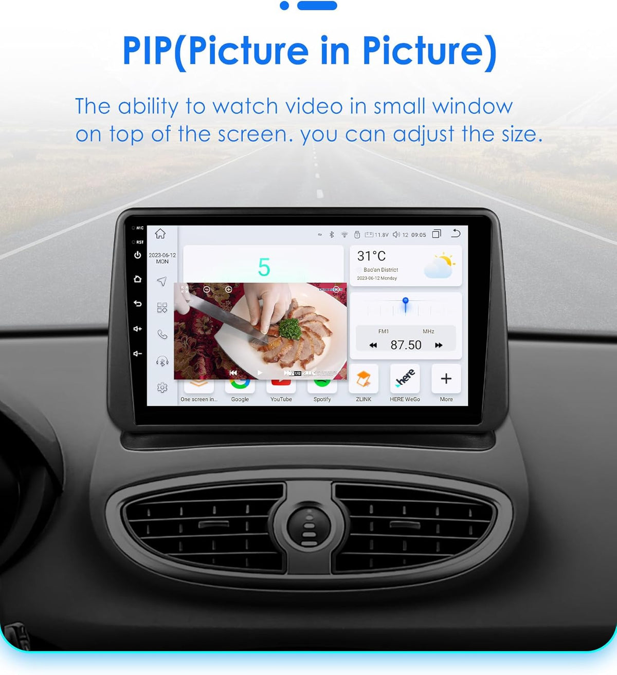 Hizpo Android 13 autoradio voor Renault Clio 3 2005-2014, 8-Core 4G + 32G GPS navigatie 9 inch QLED touchscreen met CarPlay Android Car Bluetooth WiFi 4G LTE DSP spiegel Link FM/AM