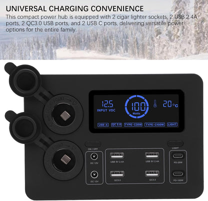 12V Power Box voor Boten Caravans en Auto’s met LCD Display USB C QC3 0 en 4 Anderson Uitgangen Multifunctionele Stroomverdeler voor Onderweg