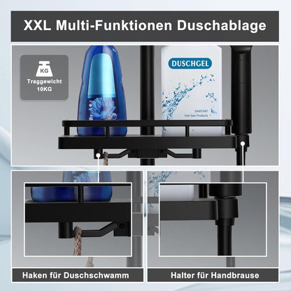 Thermostaat Douchesysteem – Douchekraan – Douchestangset – Doucheplank – Mengkraan – Veiligheidstemperatuur 38°C – Roestvrij Stalen Douchestang 70 cm Mat Zwart