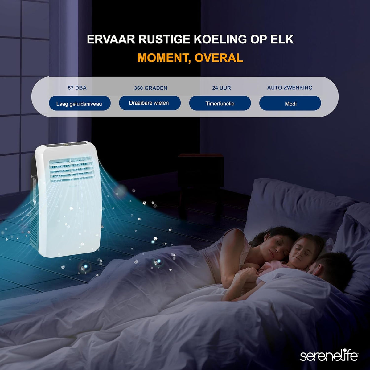 Mobiele Airconditioner Wit – Draagbare Airco, Mobiele Airco, Airconditioner, Airco Zonder Vaste Installatie – 7000 BTU Voor Ruimtes Tot 32 M² – 3-In-1 Koelen, Ontvochtigen En Ventileren