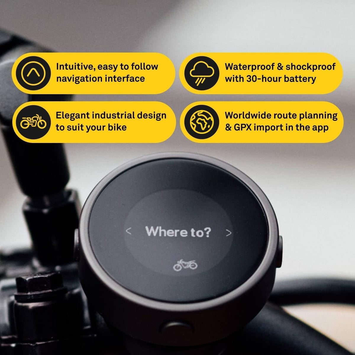 Beeline Moto GPS Computer - Gunmetal Grey | Wereldwijde routeplanning | Weerbestendig | USB Opladen | Sat Nav voor Motorfiets & Scooter met Strap Mount