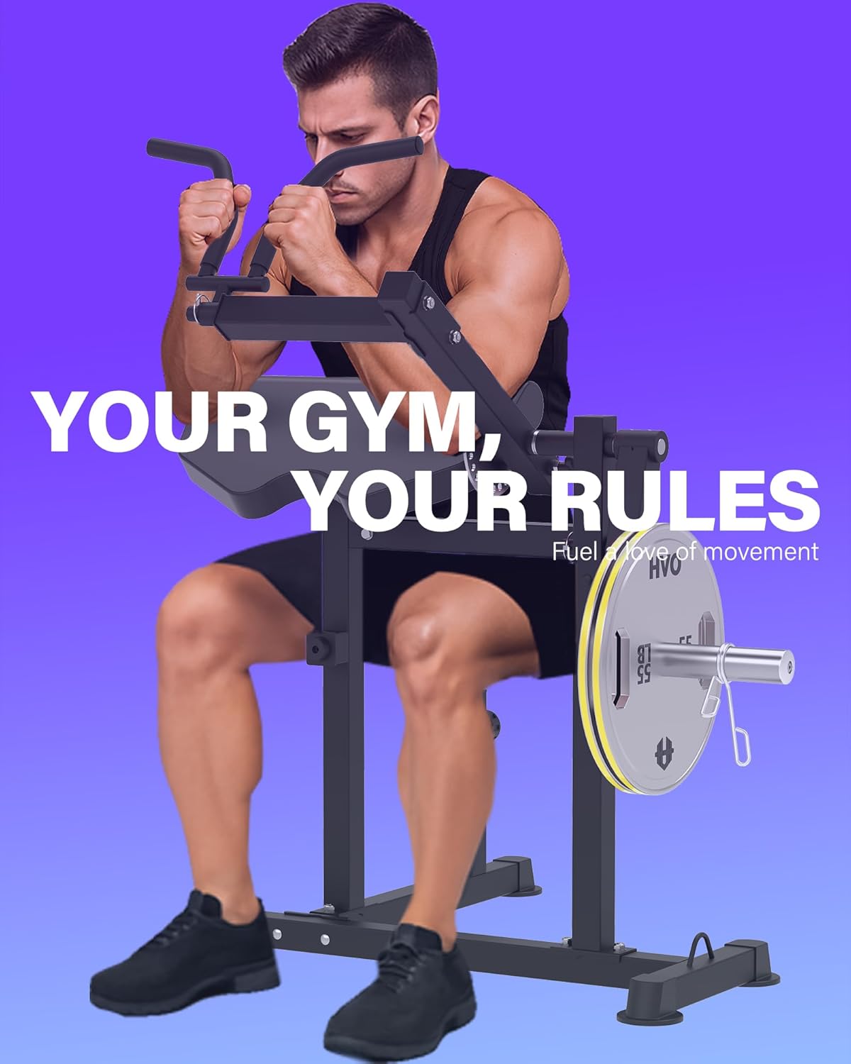 HVO Biceps en Triceps bank: 2-in-1 Verstelbaar Trainingsapparaat voor Biceps Curls en Triceps Extensions – Preacher Curl Bank voor Thuis – Zwart