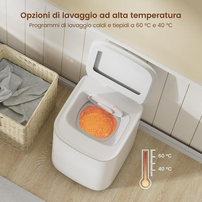 HAVA Mini washing machine, 3 kg, 8 programs, 40 °C and 60 °C hot washing options, capacity 22.7 litres, small washing machine, camping washing machine with spin, supports upstairs drain - QUORE