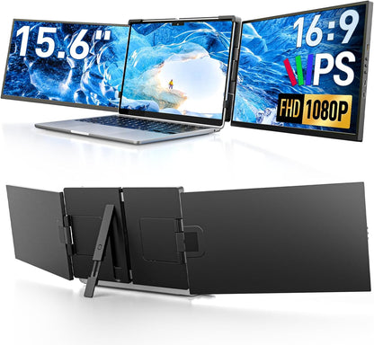 15,6" Laptop Screen Extender, FHD 1080P IPS Laptop Schermuitbreiding, Plug & Play Triple Display Extension, compatibel met 13,3 inch - 17 inch voor Windows/Mac/Android/Chrome