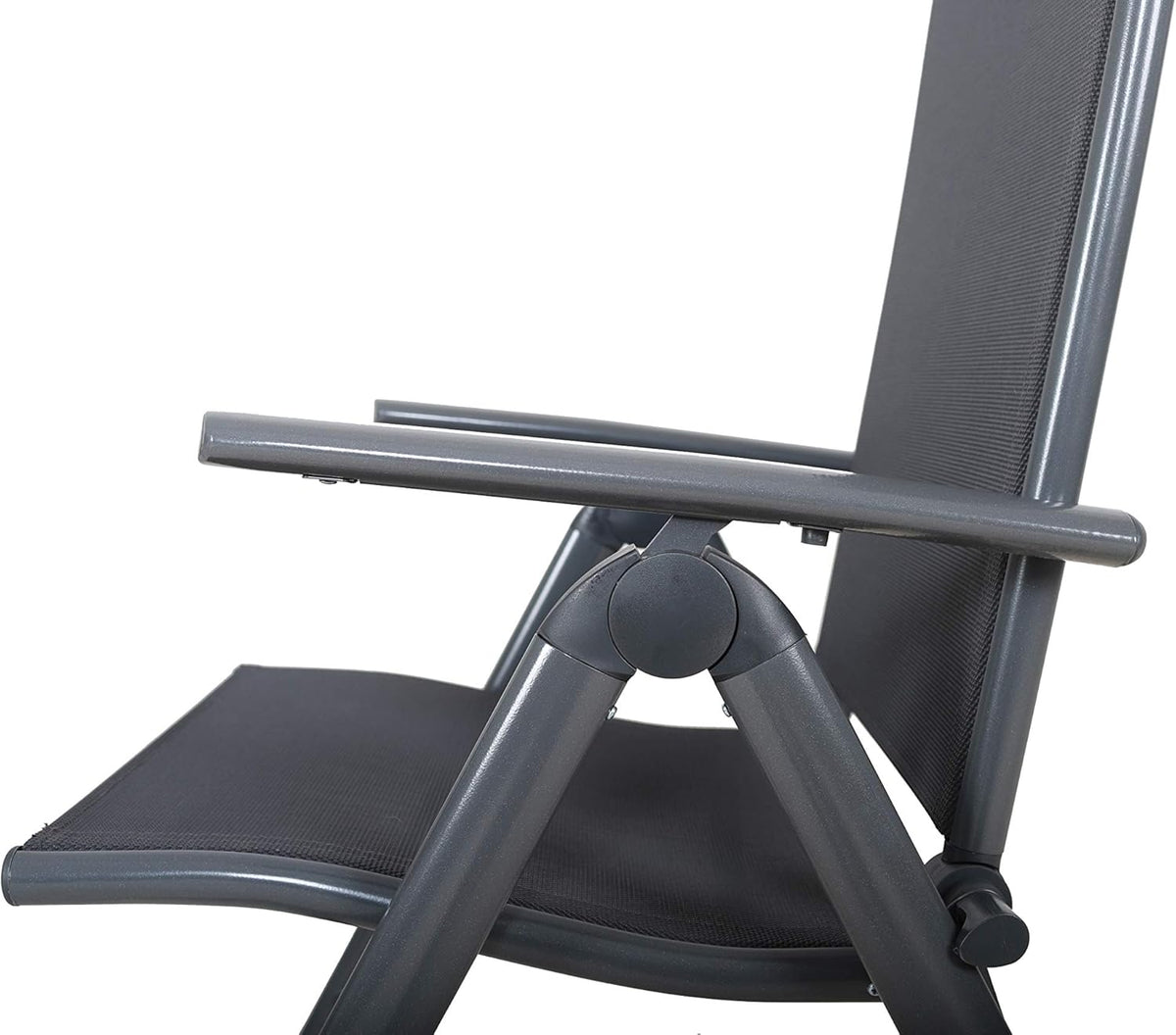 Ambientehome, 50204, 8-voudig verstelbare aluminium klapstoelen, kleur grijs, campingstoel, klapstoel