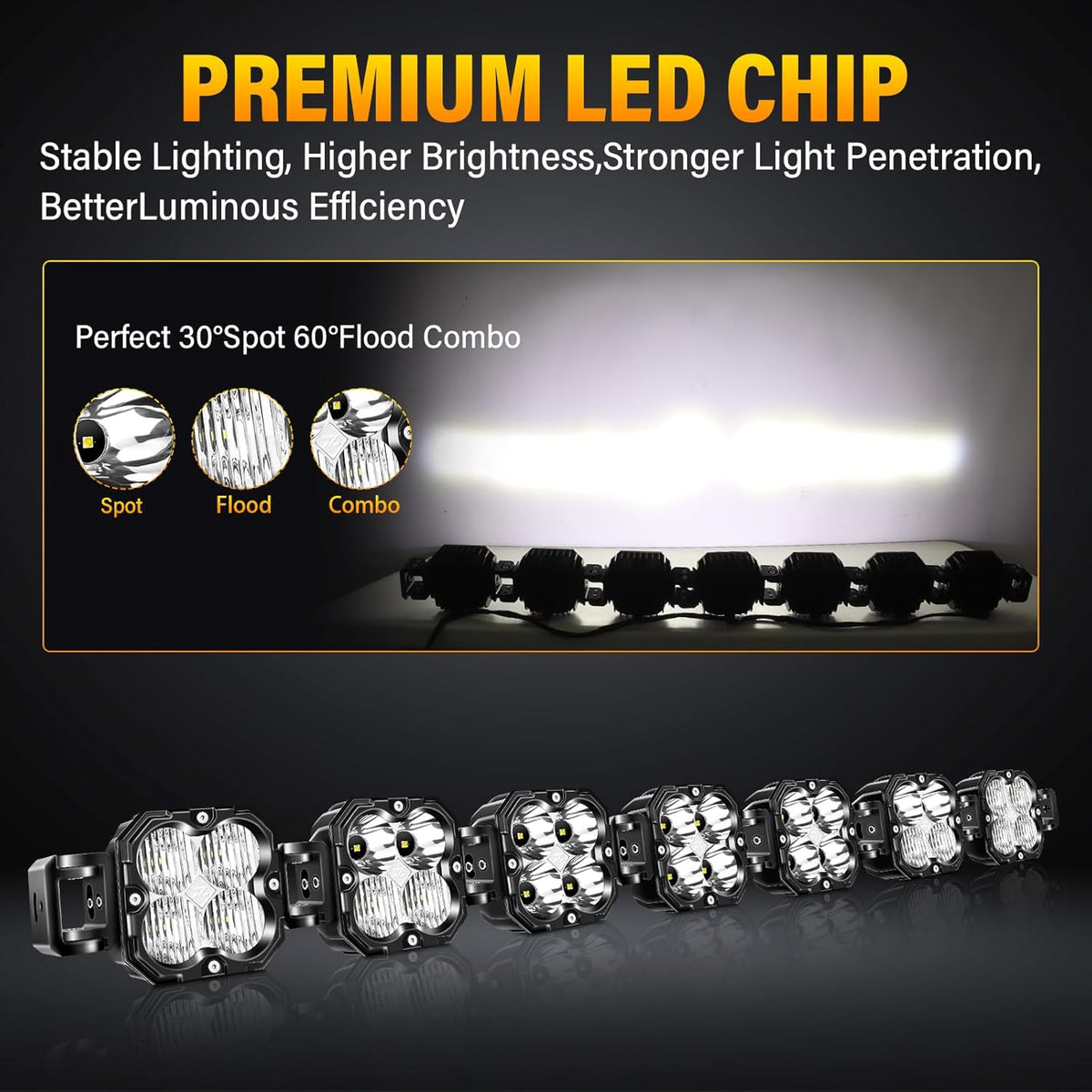 Willpower 46 Inch 210W Led Lichtbalk 12V 24V Led-verlichting Bar Waterbestendig IP67 LED Werklamp Mistlamp Light Bar Voor Vrachtwagen Tractor Auto Boot 4x4 Offroad met Kabelboom, 6000K Wit