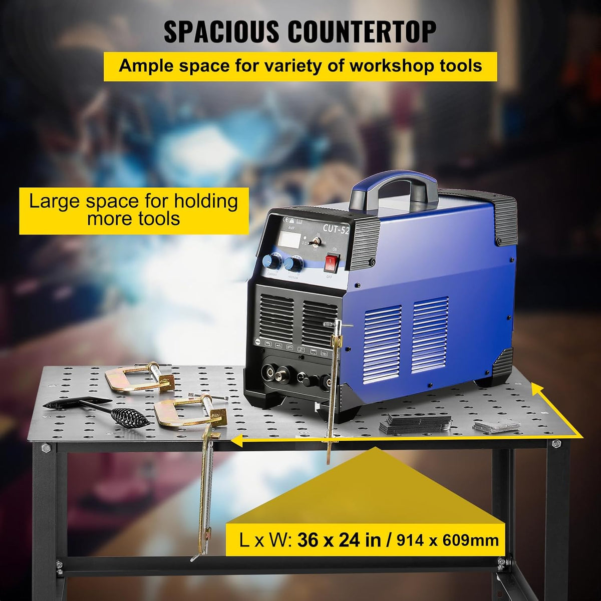 VEVOR Lastafel 91,4 x 61 cm, 360 kg capaciteit lassen werkbank tafel, zware werkbank met 1,6 cm armatuur gaten en antislip voetpads voor lassen, assemblage, reparatiewerkzaamheden