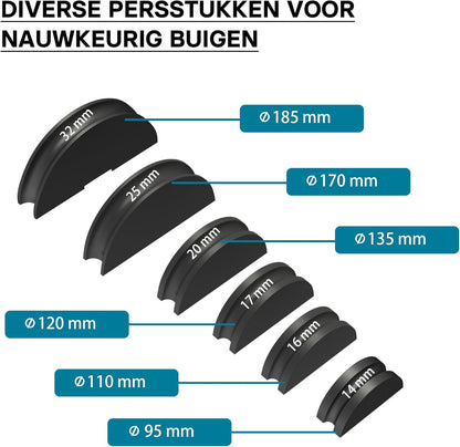 Wiltec handmatige pijpenbuiger 14-32 mm, buizenbuiger met buigradius tot 90°, manuele pijpbuigmachine voor aluminium, koper en kunststof pijpen, leidingen en buizen