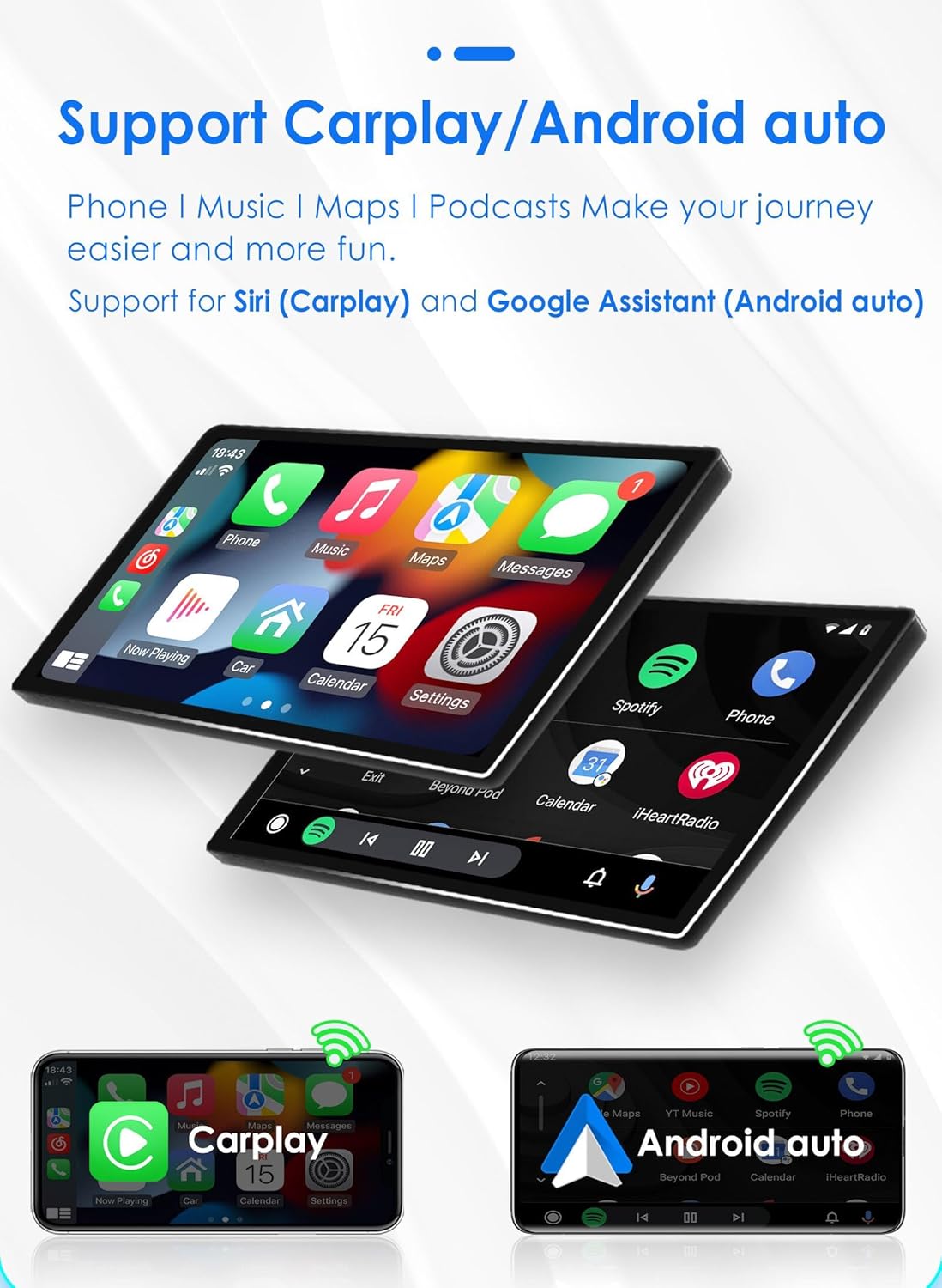 Ossuret Android 14 autoradio voor Renault Clio 2 2000-2012, 8-Core 4G + 32G GPS Navi 9 inch QLED-touchscreen display met CarPlay Bluetooth WiFi 4G LTE SWC DSP RDS