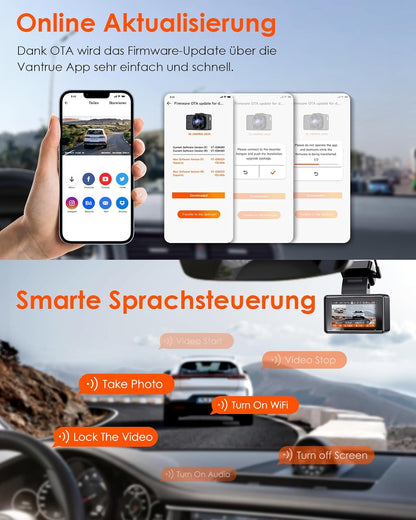 Dashcam – Autocamera – Auto Camera – Dashcam Voor En Achter – Dubbele Lens – 1944P Voor En Achter – 5GHz Wifi En WDR Nachtzicht