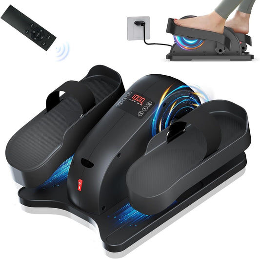 Elliptische Trainer – Crosstrainer – Pedaltrainer – Fietstrainer – Bureau Trainer – Compact Formaat – Stil Met Voetmassage – Zwart - QUORE