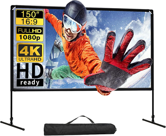 GT GETCO TECH 16:9 indoor outdoor beamer scherm en statief, draagbare HD-beamer scherm, achterste bioscoopscherm met draagtas
