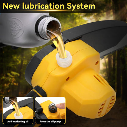 2-in-1 elektrische stangzaag, 8 inch, mini-kettingzaag, draadloos, compatibel met Dewalt 20 V batterij met 2,5 m telescoop, borstelloze kettingzaag voor boomsnoeien, tuinverzorging (zonder accu)