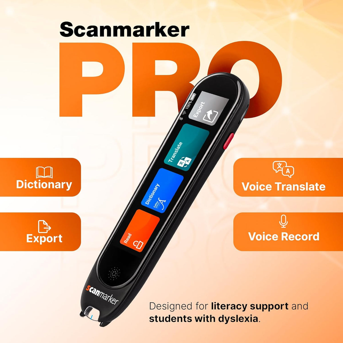 Scanmarker Pro | Vertaler-scanner en tekstlezer | Meertalige taalvertaler voor lezen, talen leren en ondersteuning bij dyslexie