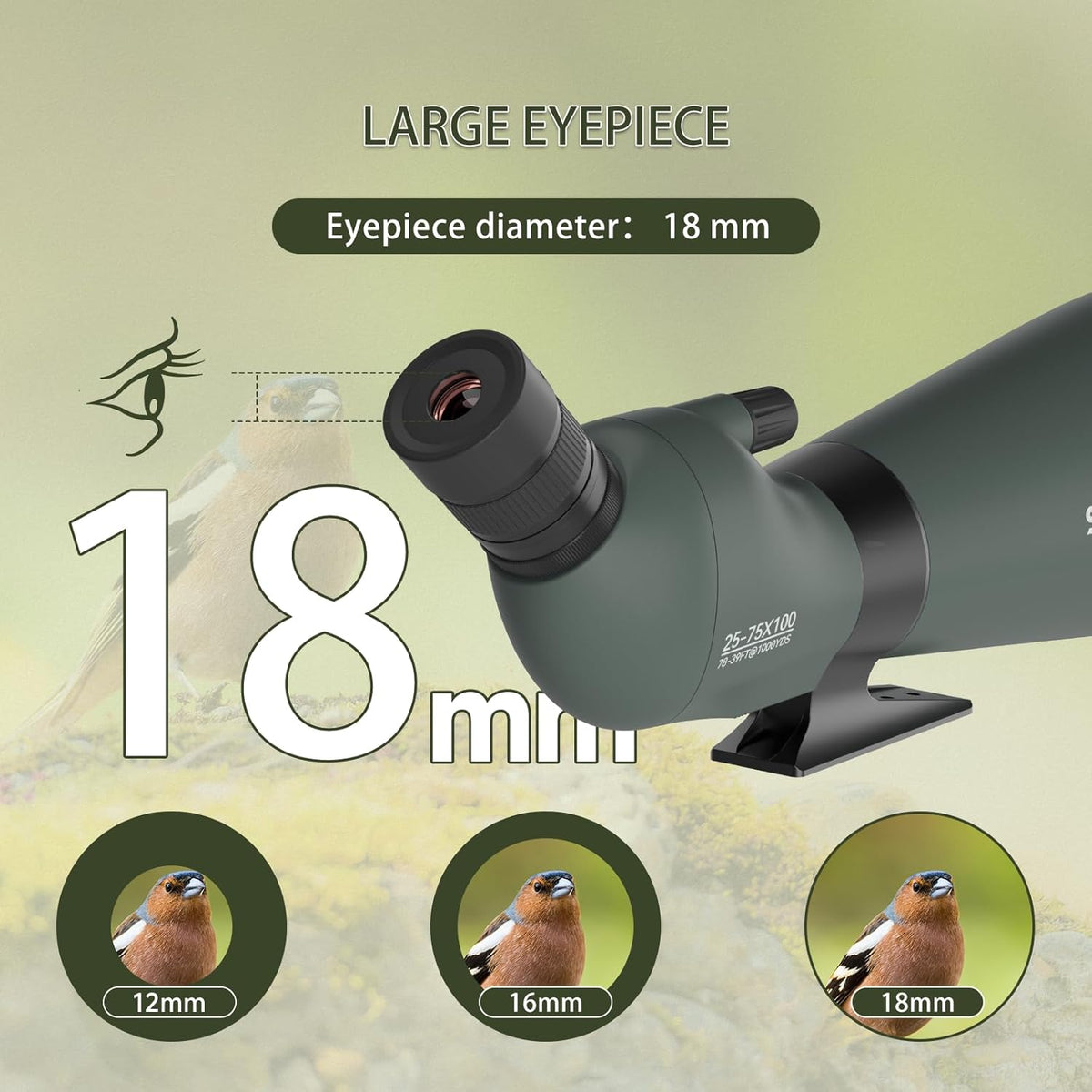 Spotting Scope – Verrekijker – Zoomkijker – Observatiekijker – Veldkijker – 25-75x Vergroting – 100mm Lens met HD BAK4 FMC Coating