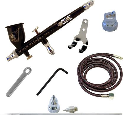 Paasche Airbrush Vision Gravity Feed Double Action Airbrush Set, Zwart, 24,13 x 15,24 x 5,08 cm