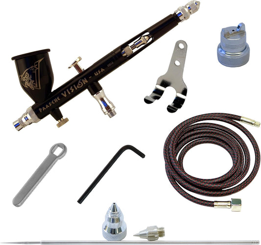 Paasche Airbrush Vision Gravity Feed Double Action Airbrush Set, Zwart, 24,13 x 15,24 x 5,08 cm
