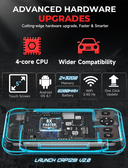 Launch CRP129I V2.0 OBD2 scanner 4 systeem auto diagnostisch gereedschap met 12 reset, motor transmissie ABS SRS, levenslange gratis update, ABS/SAS/olie/BAT/DPF/TPMS reset auto VIN diagnostische