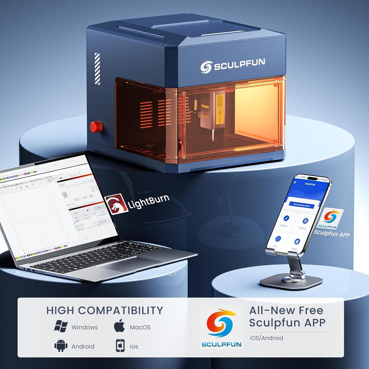 Lasergraveermachine – Lasergraveerder – Graveermachine – Graveerapparaat – Lasersnijder – Volledig Gesloten Behuizing – 12 W Diodelaser + 1,2 W Infraroodlaser