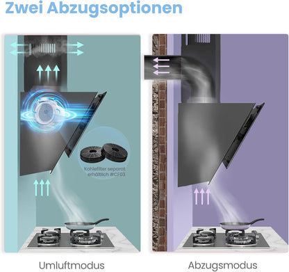 Afzuigkap 60 Cm Zwart – Wandafzuigkap – Schouwafzuigkap – Dampkap – Wasemkap – 650 M³/U – 4 Snelheden En Gebarenbediening