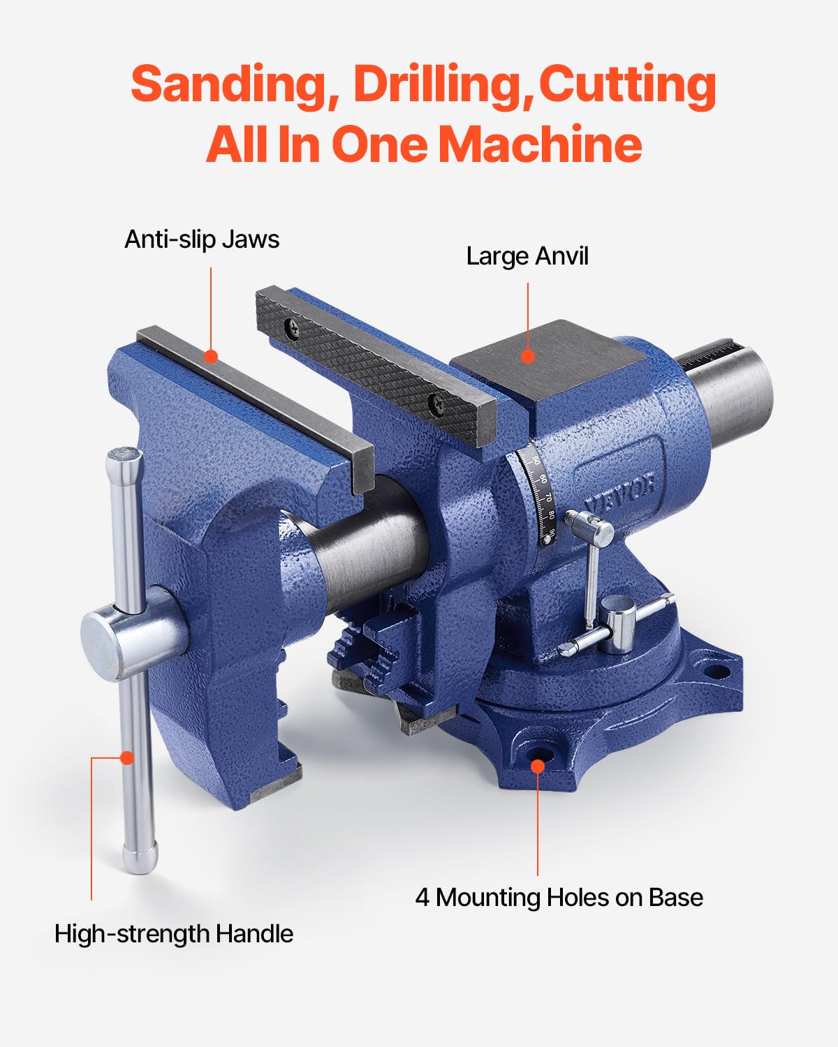 Bankschroef – Werkbankschroef – Bankschroefklem – Werkbankvijs – Heavy Duty Bankschroef – 6,5 Inch Bekkenbreedte – 360° Roterende Kop en Basis