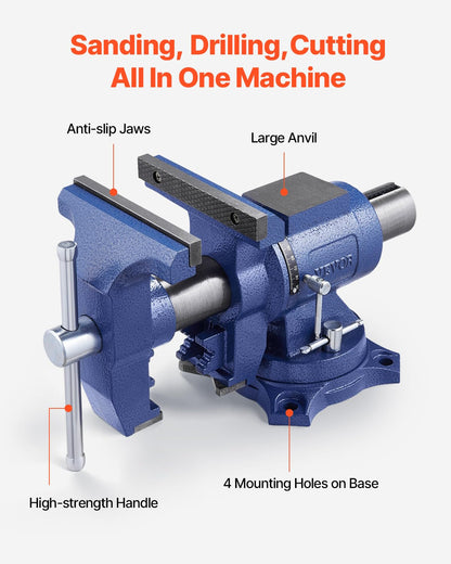Bankschroef – Werkbankschroef – Bankschroefklem – Werkbankvijs – Heavy Duty Bankschroef – 6,5 Inch Bekkenbreedte – 360° Roterende Kop en Basis
