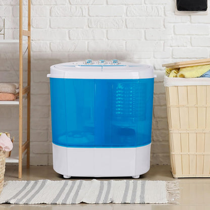 Wasmachine Compact – Mini Wasmachine – Draagbare Wasmachine – Toplader – Dubbele Wasmachine – 4,5 kg Capaciteit – Met Centrifuge & 2m Aansluitslang