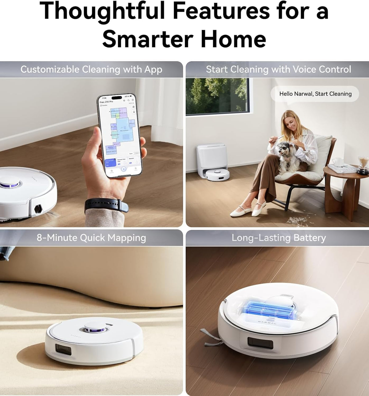 NARWAL Freo Z10 Pro Robotstofzuiger en Dweil, 18500Pa, CarpetFocus 2.0, DualFlow 2.0 Anti-klit voor Haren, Uitschuifbare Dweil, LDS Radarnavigatie, 75℃ Warm Water Zelfreiniging, Zelfreinigend