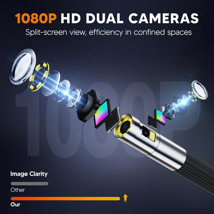 Endoscoopcamera met dubbele lens, 6,5 mm draaibare endoscoopcamera, 2-weg 210° inspectiecamera, buiscamera, 7,0 inch lcd-scherm, endoscoop, 1,6 m endoscoopcamera, beweegbare kop