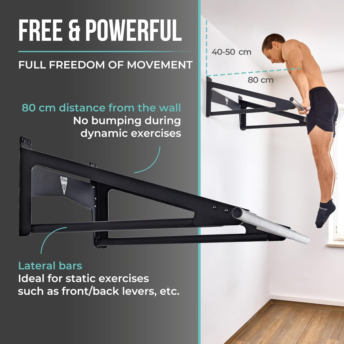 PULLUP & DIP - Muscle Up Pull-Up Bar for Wall – Outdoor & Indoor | Calisthenics | Stainless Steel Weatherproof Pull-Up Bar for Front Lever, Back Lever & Home Gym - QUORE