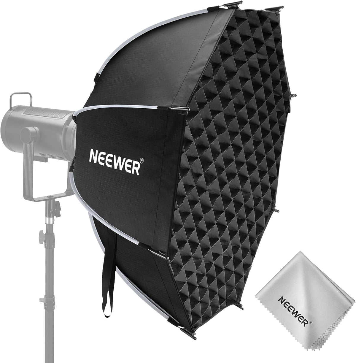 NEEWER Bowens Mount Soft Box Compatibel met Aputure 120d Compatibel met Godox SL60w Q4 AS600B CB300B Q300 Licht, diffusers, rooster, tas en reinigingsdoek, NS92P